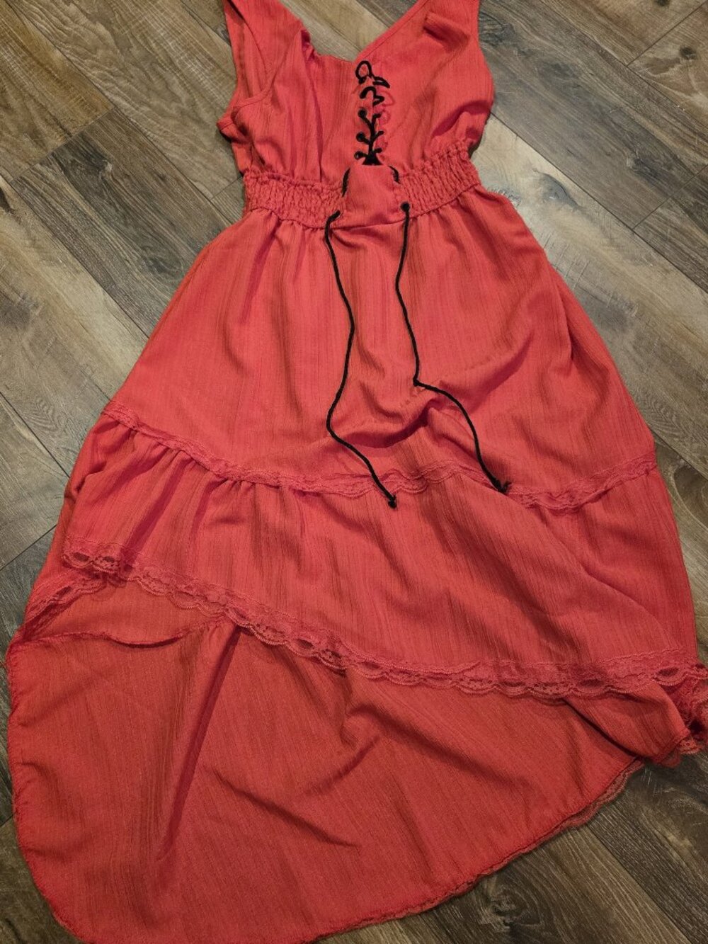 Terracotta Button Front Maxi, Red High Low Corset Dress 2 Dresses Size S